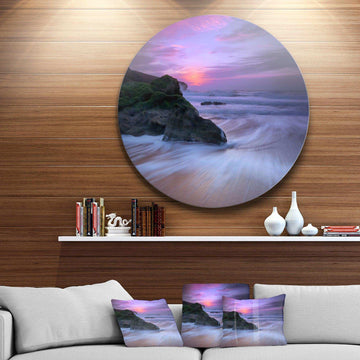 Slow Motion Waves on Winch Beach - Sea & Shore Metal Circle Wall Art